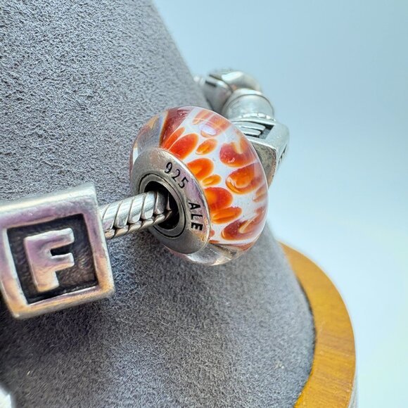 Pandora ALE Sterling Silver 925 Assorted Charms CZ Charm Bracelet 7.5" Length - Picture 9 of 16